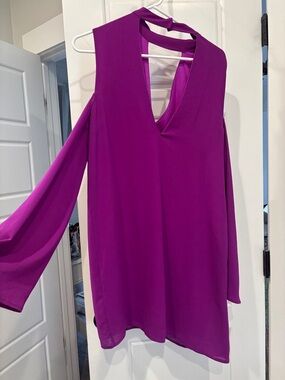 Dainty Hooligan Vibrant Purple Cold-Shoulder V-Neck Tunic
